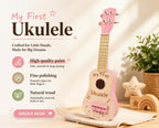 Ukulele de Madera para Niños de 17 Pulgadas, Rosa