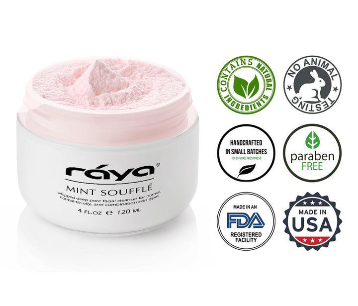 Raya Mint Soufflé Limpiador Facial 4 oz (102) | Lavado facial equil...