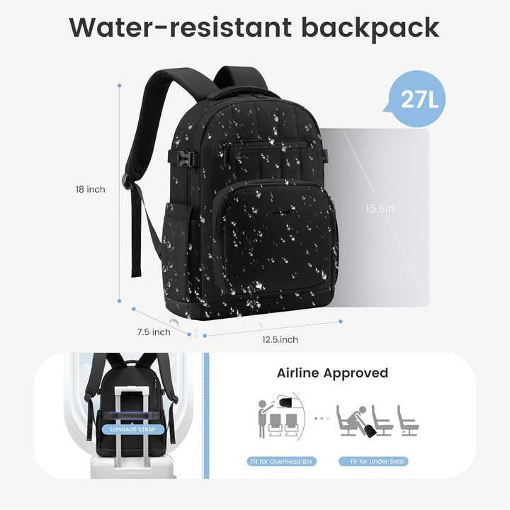 LOVEVOOK Mochila Puffer para Laptop para Mujeres, Negro, 15,6 pulg.