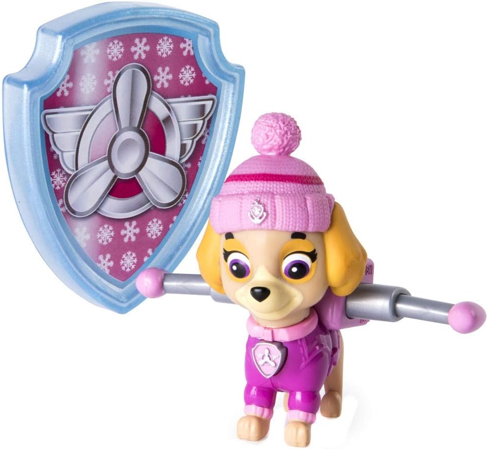 Paw Patrol Snow Rescue - Skye con paquete de cachorros transformadores e insignia