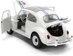 Jada Herbie The Love Bug Volkswagen Beetle Hollywood Rides 1:24 - Vehículo fundido a presión con juguetes para portaneumáticos
