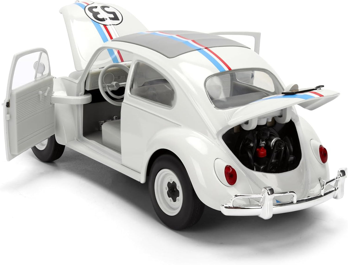 Jada Herbie The Love Bug Volkswagen Beetle Hollywood Rides 1:24 - Vehículo fundido a presión con juguetes para portaneumáticos