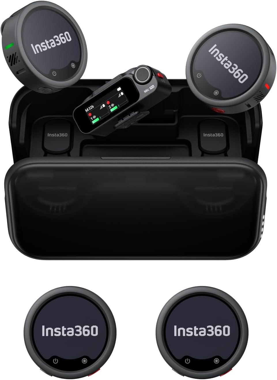 Insta360 Mic Pro (4 TX + 1 RX + estuche de carga), mini micrófono i...