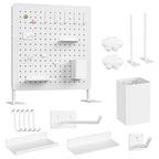 Organizador de Panel de Goteo de Metal Blanco, 15.75 pulg. con ganchos y estantes