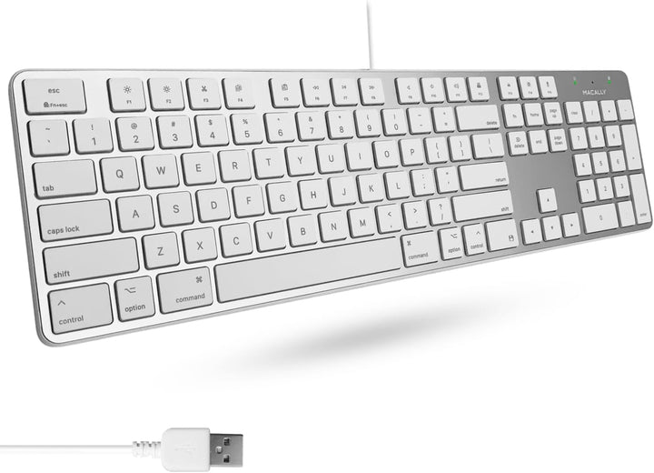 Macally Teclado USB ultradelgado con cable con teclado numérico par...