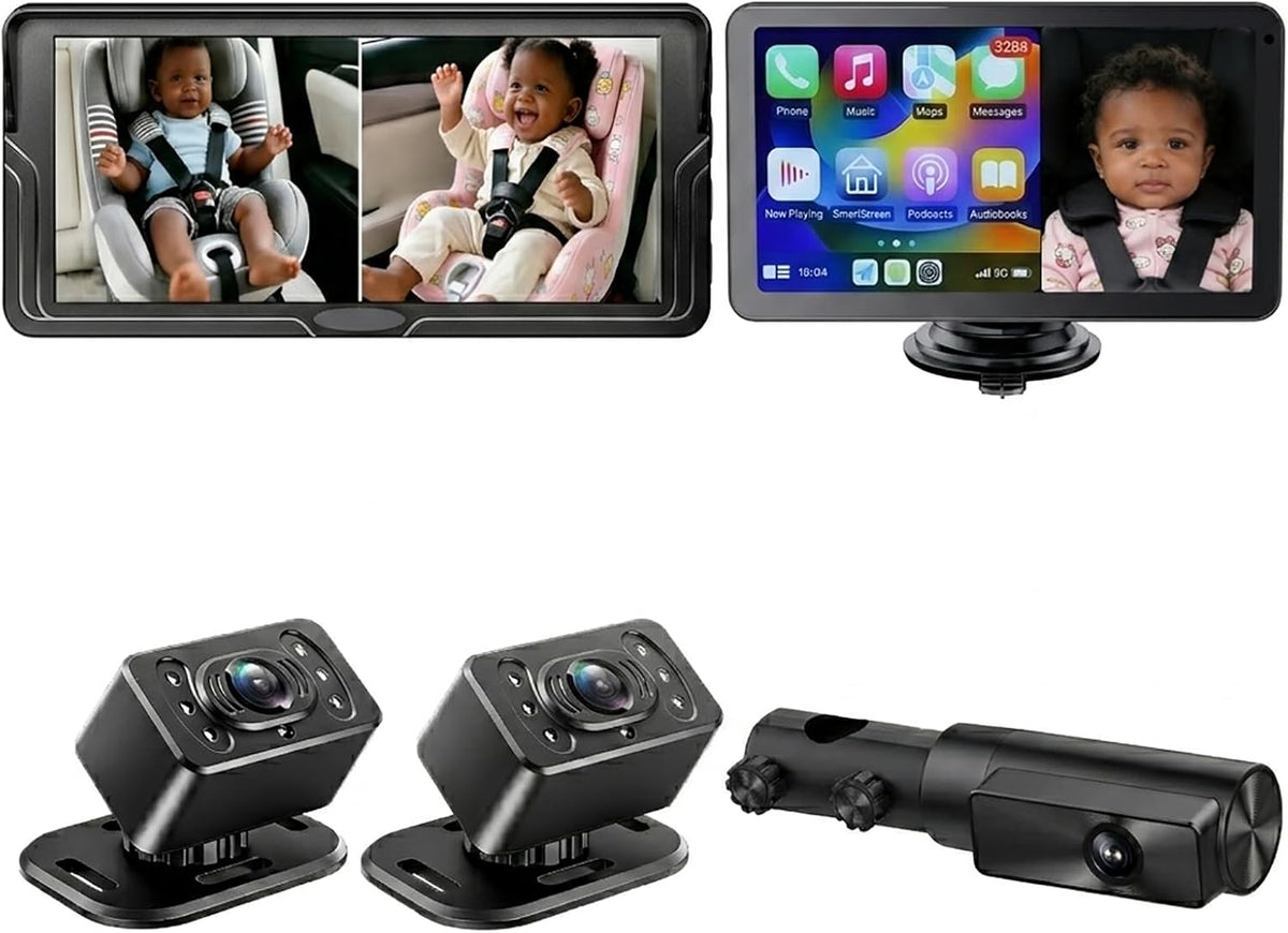 Mtawosh Ultimate Baby Car Monitor Bundle: sistema de pantalla divid...