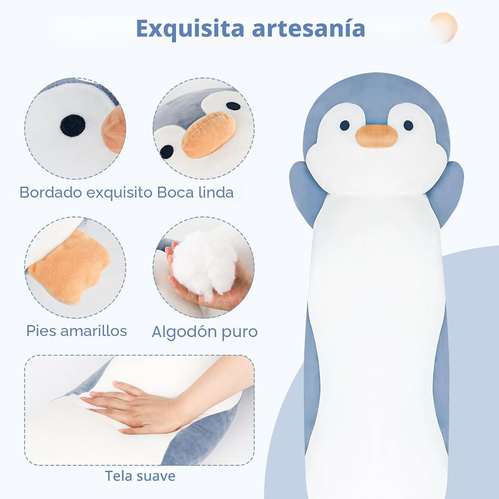 Animal de peluche de pingüino de 36 pulgadas, suave y largo, almohada de peluche de pingüino azul, regalo para niños, niños y niñas, cumpleaños, Pascua