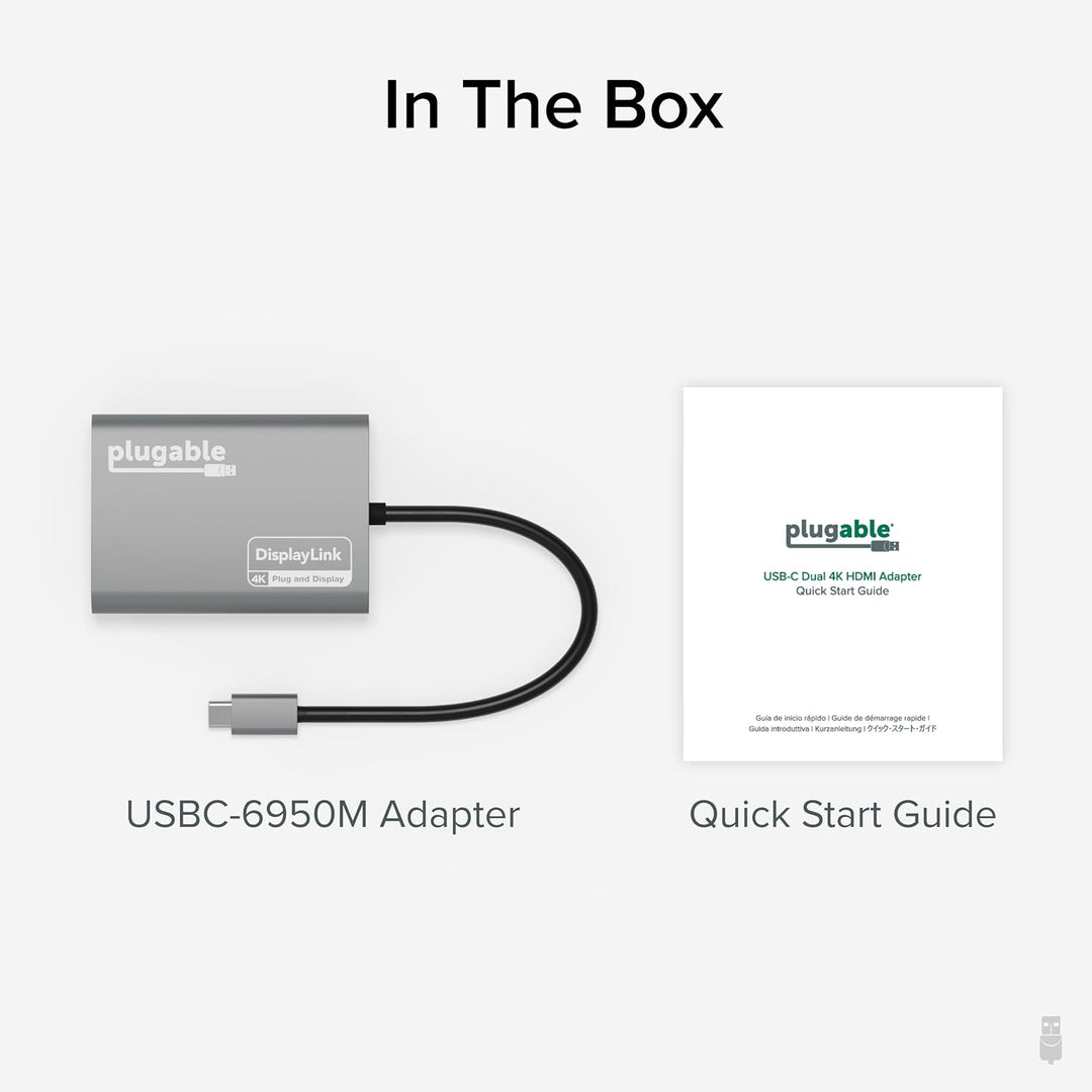 Adaptador Plugable USB C a HDMI Dual Monitor 4K 60Hz para