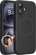 Miracase Funda de silicona y magnética para iPhone 16, color negro