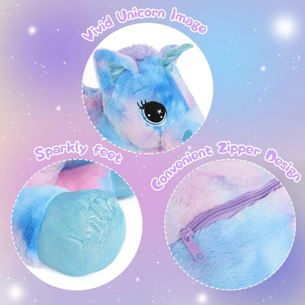 Muiteiur Animal de peluche de unicornio de 31.6 pulgadas, unicornio de peluche grande para niñas, almohada de felpa suave, regalos para niñas y niños, azul