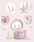 VLANDO Joyero musical para niñas, diseño de arco con bailarina giratoria