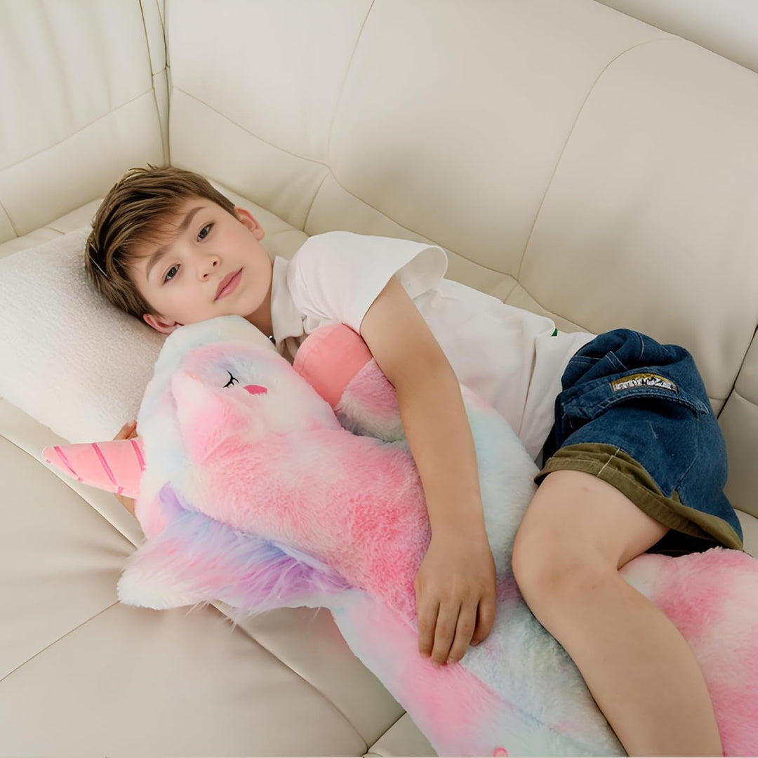 Tianmihou - Cojín de peluche de unicornio arcoíris de 32 pulgadas,...