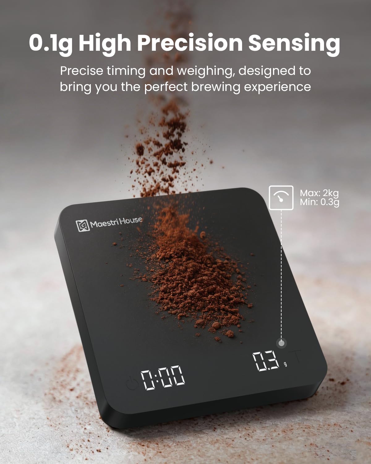 Maestri House S1 Air - Báscula ultradelgada de café espresso con