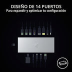 Razer Base USB 4, 14 puertos, compatible con Windows y Mac, color blanco