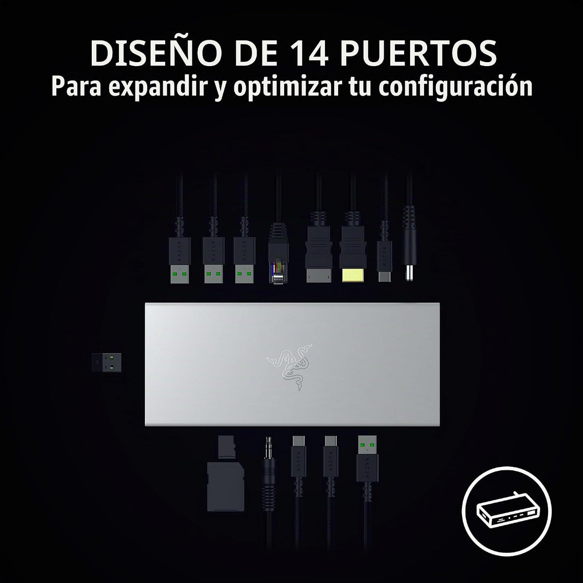Razer Base USB 4, 14 puertos, compatible con Windows y Mac, color blanco