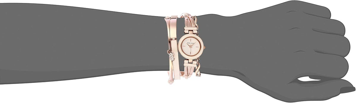 Anne Klein - Juego de reloj de brazalete para mujer y pulsera acentuada con cristales premium