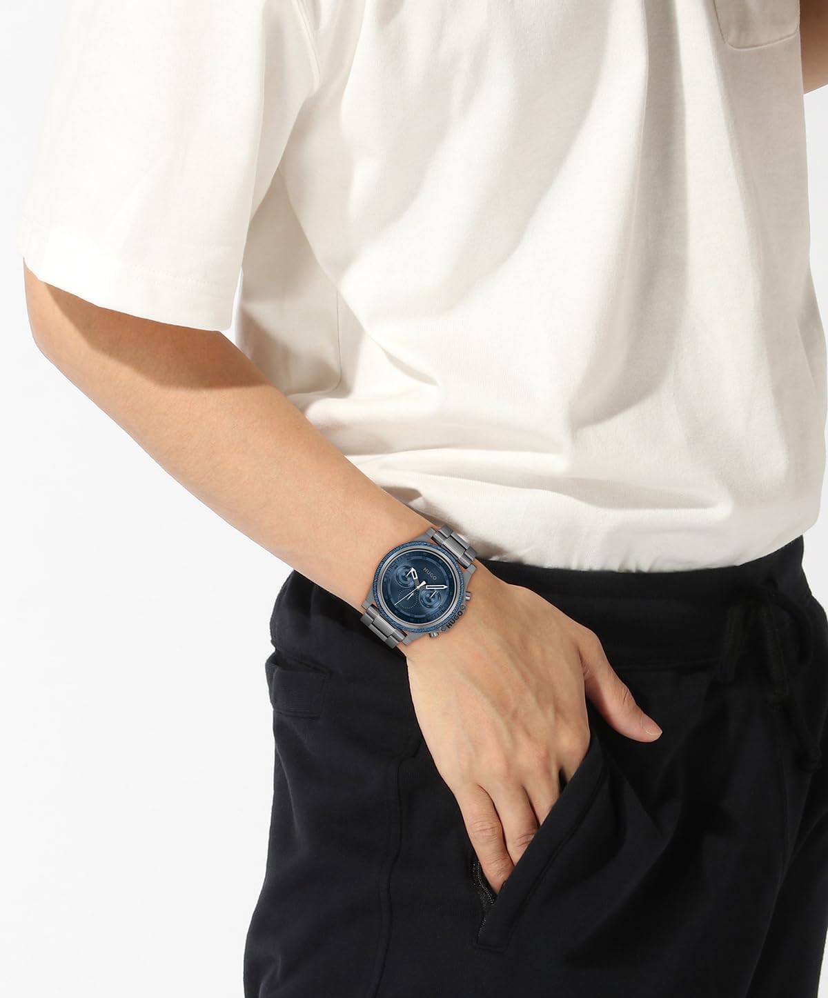 HUGO #Brave - Reloj de pulsera multifunción de acero inoxidable de 1.81 pulgadas para hombre, resistente al agua hasta 5ATM/164 ft, diseño audaz