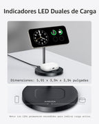 Anker MagGo 2-en-1 MagSafe Compatible Qi2 15W Carga inalámbrica Stand