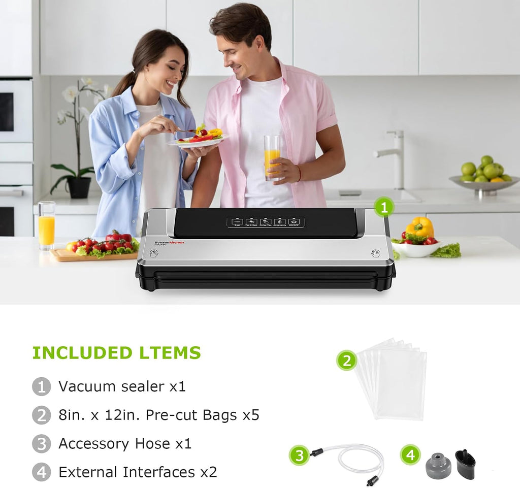 Bonsenkitchen Máquina selladora al vacío, múltiples modos