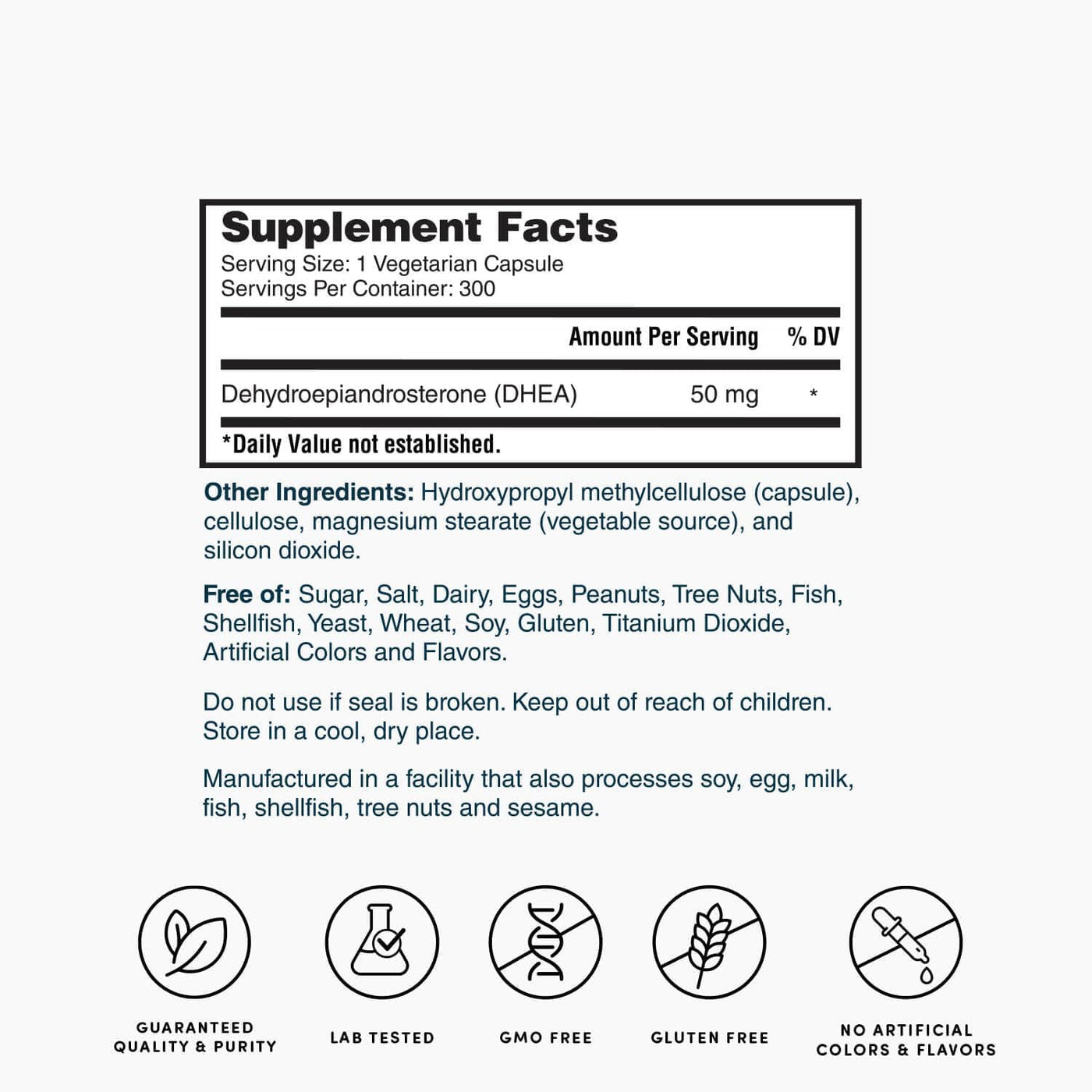 Nature's Lab Suplemento DHEA de 50 mg, promueve niveles hormona...