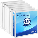 Carpeta de 3 anillos de 1.5 pulgadas con bolsillos, carpetas transparentes de 1-1/2 pulgadas, sin PVC, carpeta blanca con capacidad para hasta 325 hojas tamaño carta estadounidense, perfecta para la escuela, la oficina y el hogar (paquete de 6)