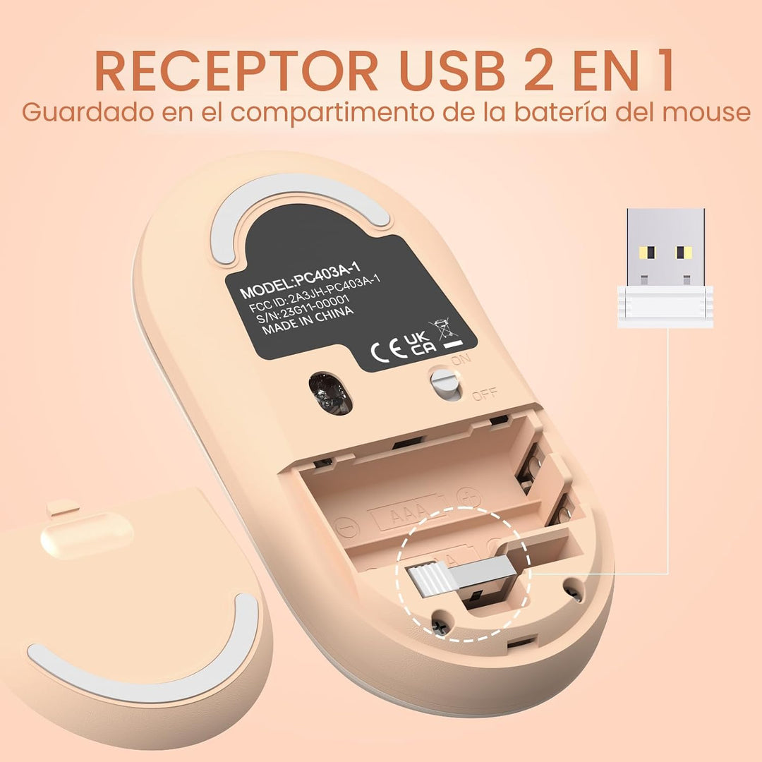 Teclado y ratón inalámbricos, combo de teclado y ratón silencioso,...