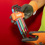 Klein Tools BLS18 Juego de llaves hexagonales, codificadas por color, SAE y métricas, tratadas térmicamente, estilo L, brazo largo y extremo de bola, de 1/16 de pulgada a 3/8 de pulgada y de 1.5 mm a
