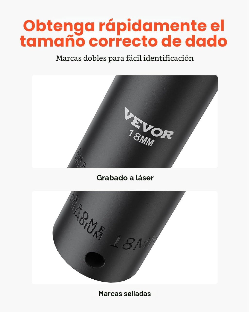 VEVOR Juego de llaves de impacto de 1/2", 26 piezas, métricas de 10 a 1.417