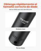 VEVOR Juego de llaves de impacto de 1/2", 26 piezas, métricas de 10 a 1.417