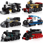 Juego de bloques de construcción de 6 trenes de vapor, 463 piezas