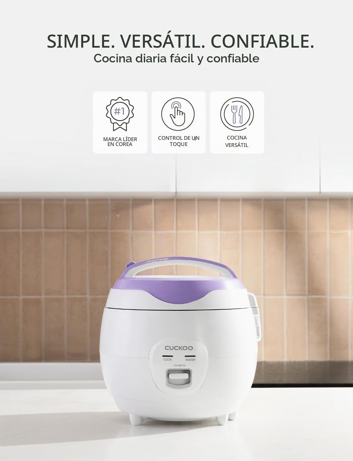 CUCKOO - Arrocera y calentador, 12 tazas cocidas, color blanco, CR-0671V
