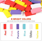 Wondertoys Juego de 600 piezas de dominó para niños, bloques de construcción de madera, 6 colores, dominó a granel, juegos de azulejos de carreras, juguete educativo para fiesta de cumpleaños de