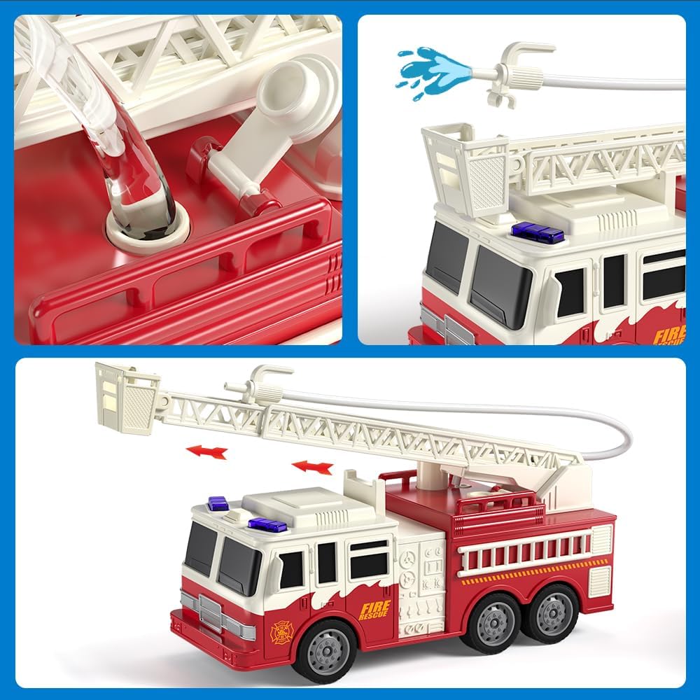 TEMI 4 Pack Juguetes de Vehículos de Emergencia para Niños