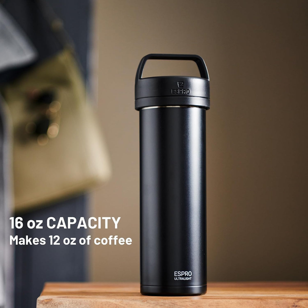ESPRO Go P0 - Cafetera de prensa francesa aislada para viajes, 16 onzas, color negro