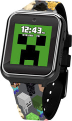 Minecraft - Reloj inteligente LED interactivo con temática de juegos para niños, 10 caras intercambiables, contador de pasos, calculadora, juegos, cámara selfie, alarma y temporizador, correas de