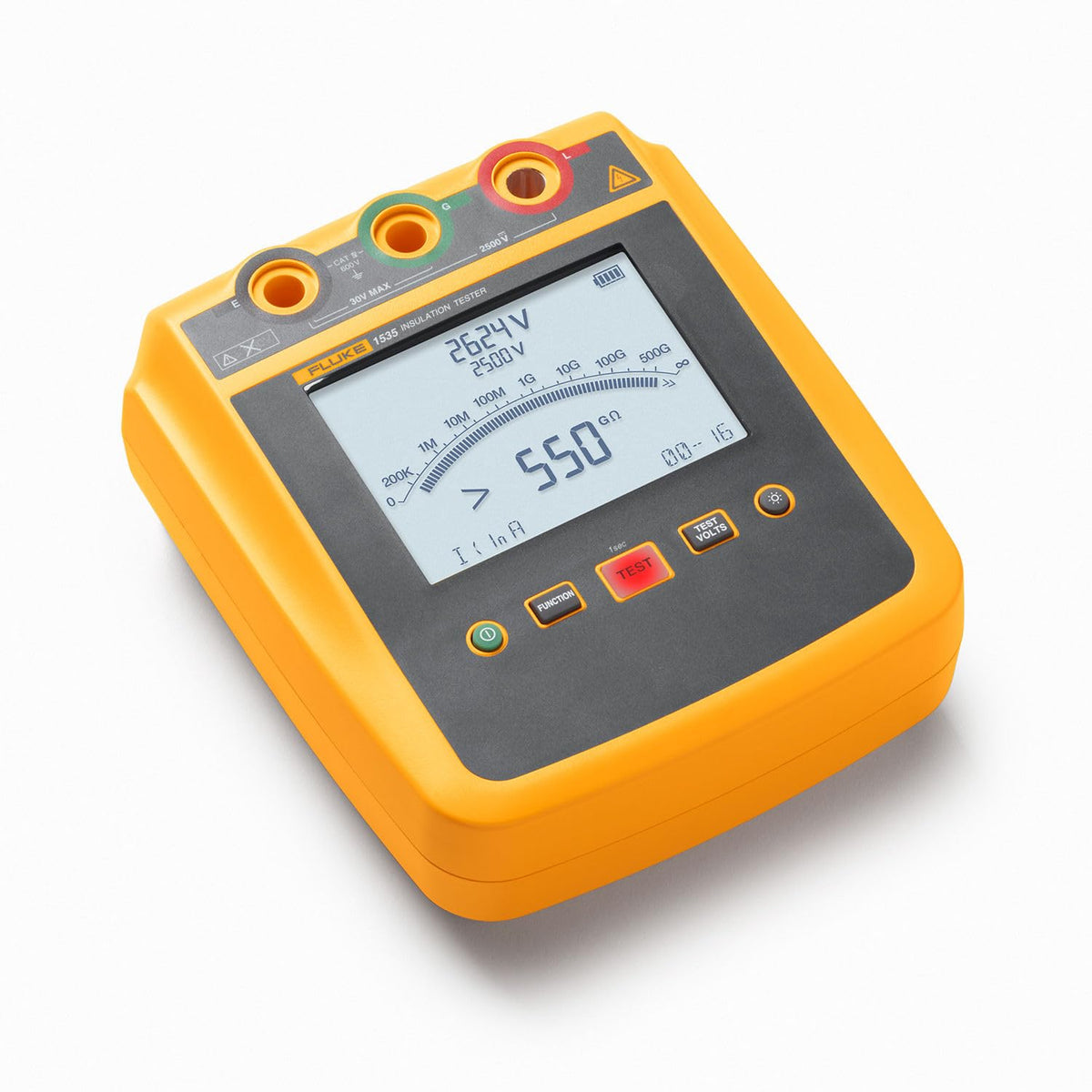 Fluke 1535 Probador de aislamiento, probador de aislamiento, para pruebas de aislamiento industrial y eléctrico de primera línea, voltajes de prueba de 250 V a 2500 V y mediciones de resistencia hasta