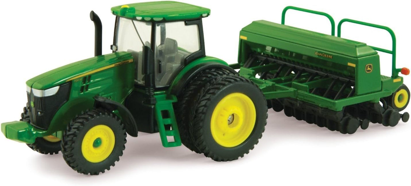 John Deere - Tractor 7215R a escala 164 con sembradora