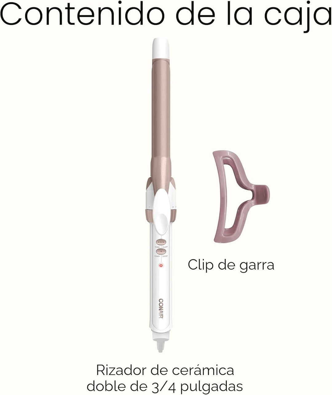 Conair Rizador de cerámica doble de ¾ pulgadas con clip de garra, c...