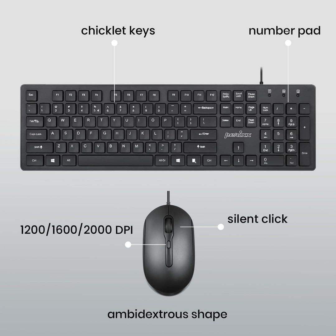 Perixx PERIDUO-117P, Combo de teclado y mouse PS2 estándar con cabl...