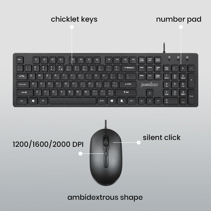 Perixx PERIDUO-117P, Combo de teclado y mouse PS2 estándar con cabl...