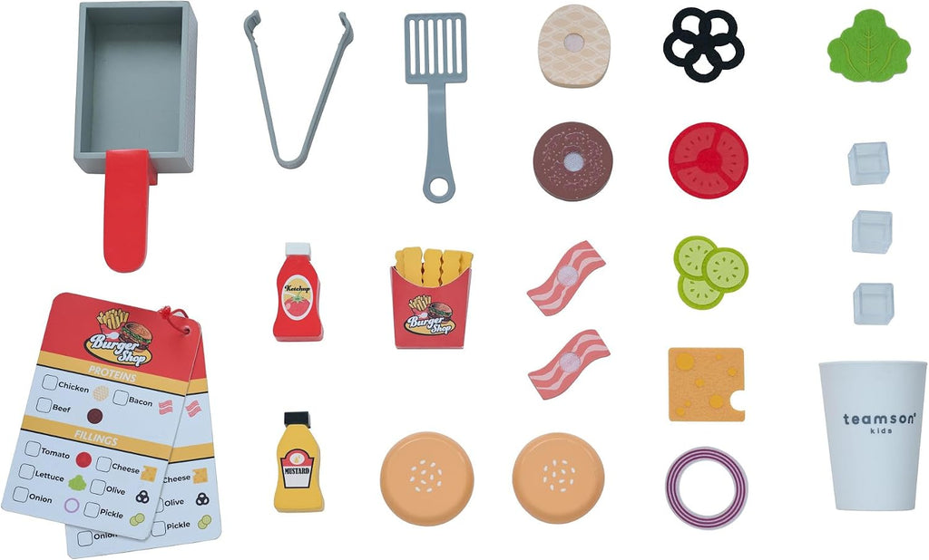 Teamson Kids Flip & Fry Burger Shop Playset para Kids Age 3+