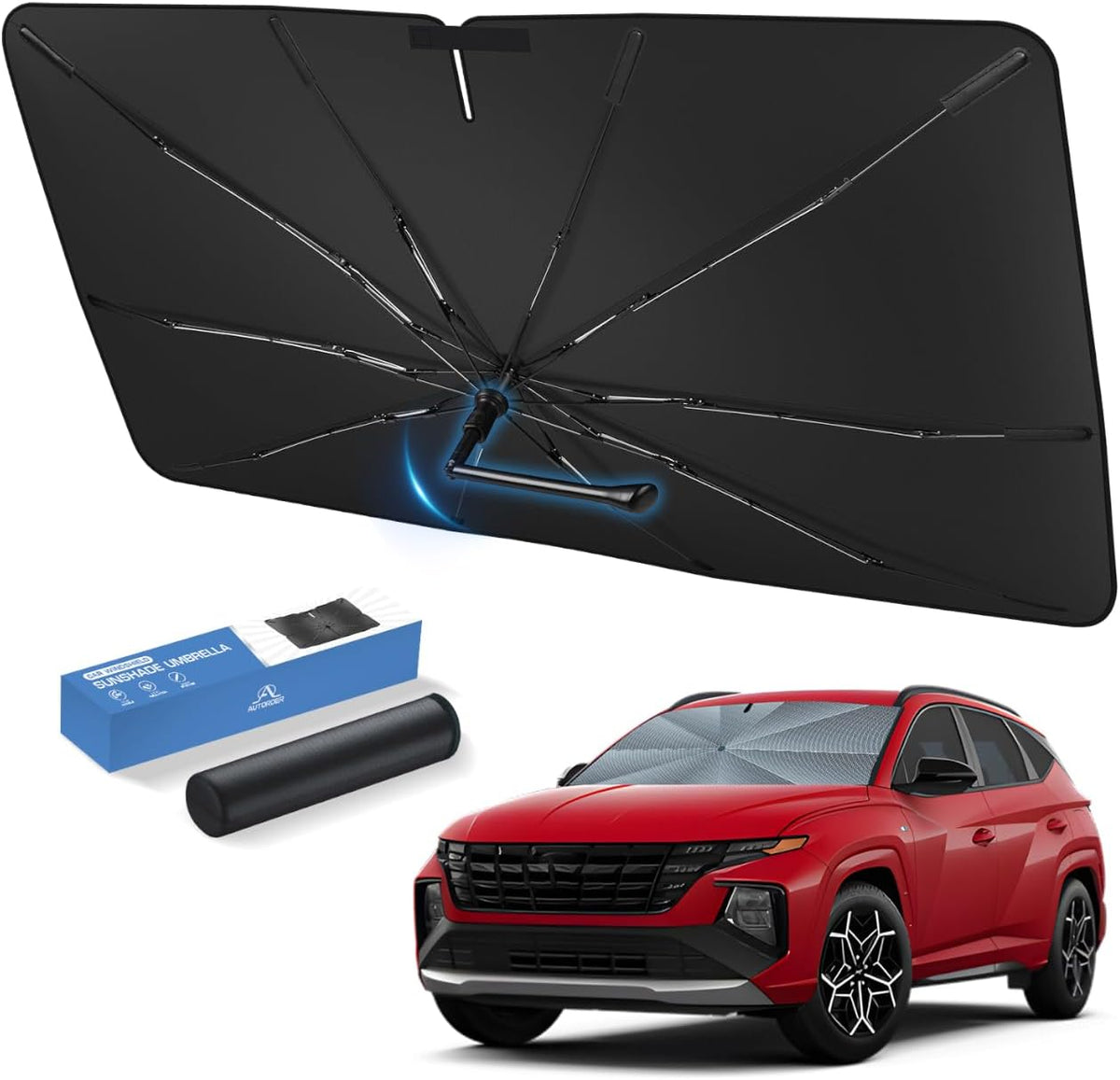 Autorder Parasol Sombrilla para Parabrisas para Accesorios Hyundai Tucson 2022-2026, Material de Cristal de Hielo Mejorado, Sombrilla de Fácil Instalación para Parabrisas de Automóvil, 100% Bloqueo