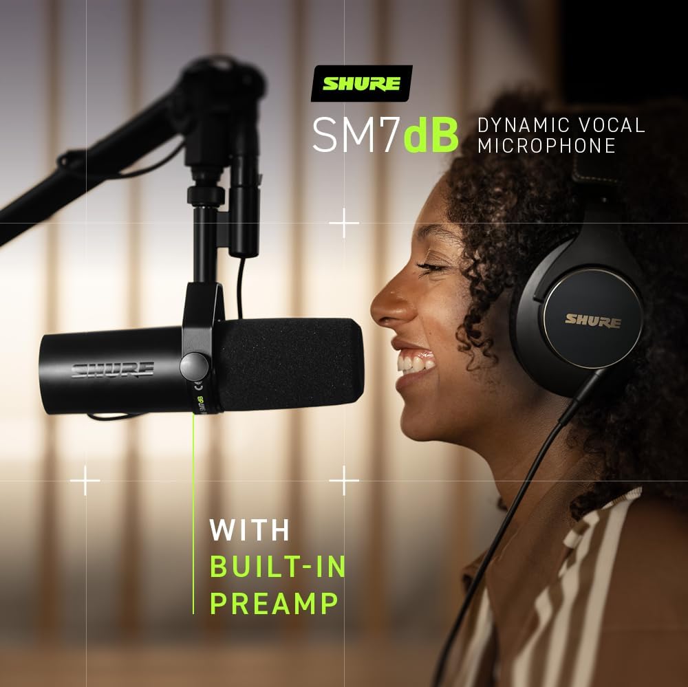 Shure SM7dB - Micrófono vocal dinámico con preamplificador integrad...
