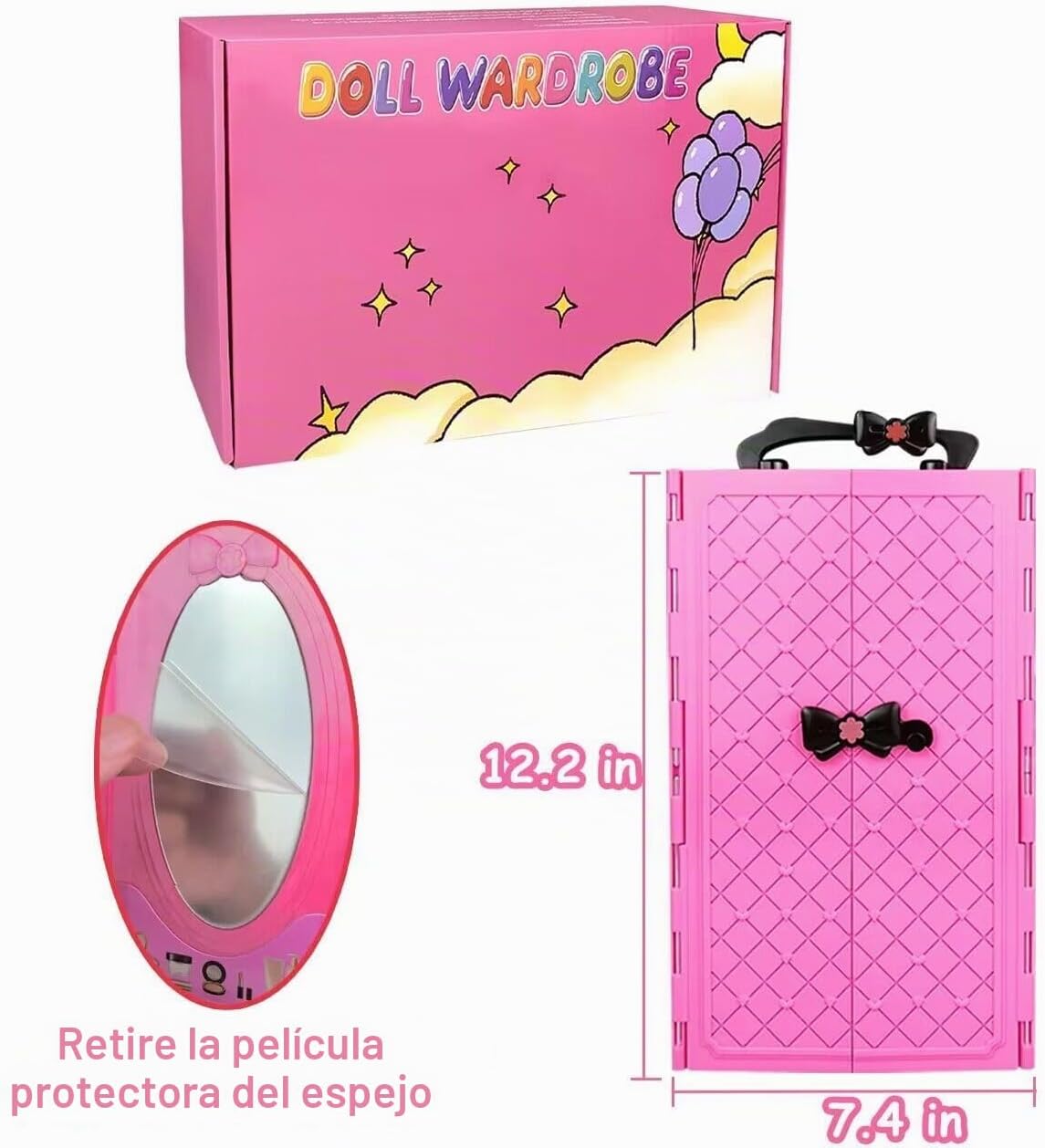 82 piezas de ropa de muñeca y accesorios con armario para muñecas de 11.5 pulgadas, juego de diseño de moda que incluye vestido de boda, vestidos de moda, trajes de tops y pantalones, perchas bolsas