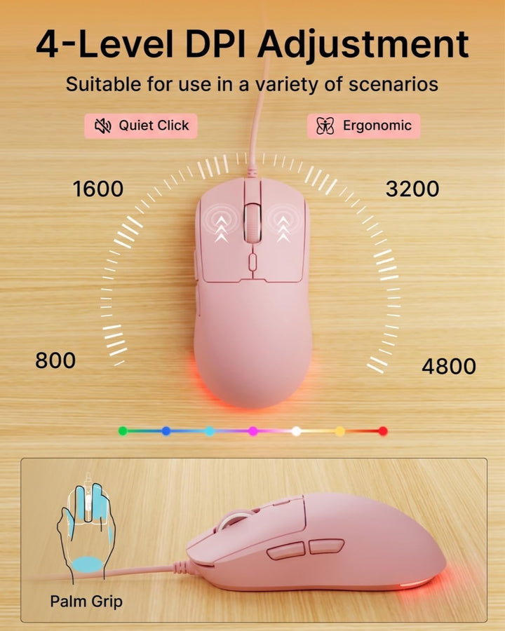 EWEADN Combo de teclado y mouse con cable con reposamuñecas desmont...