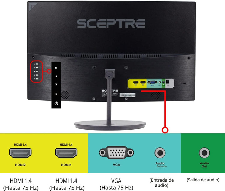 Sceptre - Monitor curvo de 24 pulgadas, 75Hz, LED, para videojuegos...