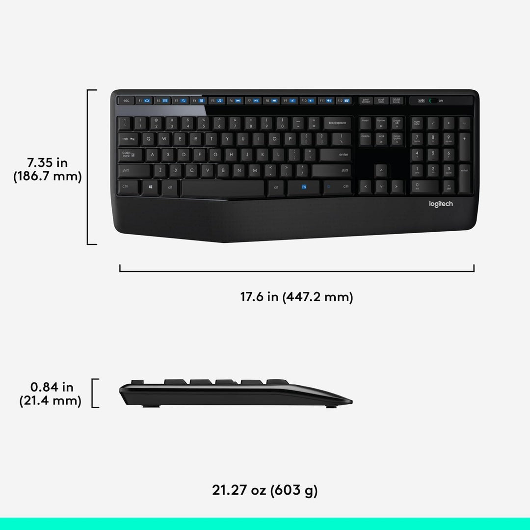 Logitech MK345 Combo de teclado y ratón inalámbrico | Reposamuñecas...