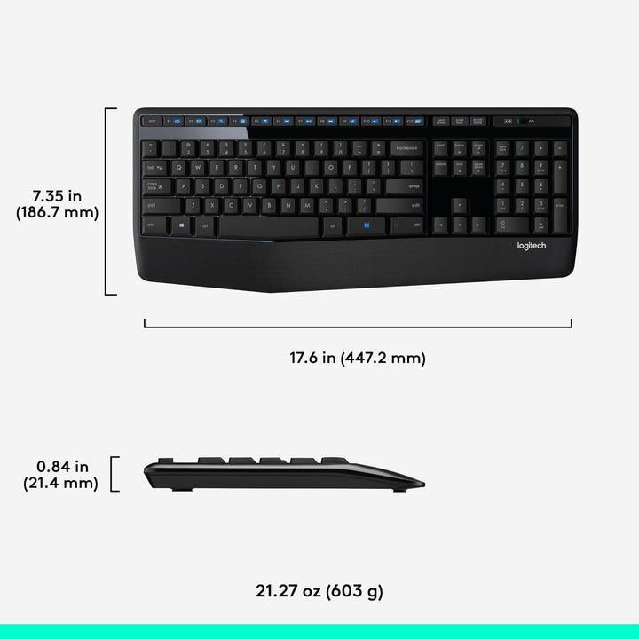 Logitech MK345 Combo de teclado y ratón inalámbrico | Reposamuñecas...