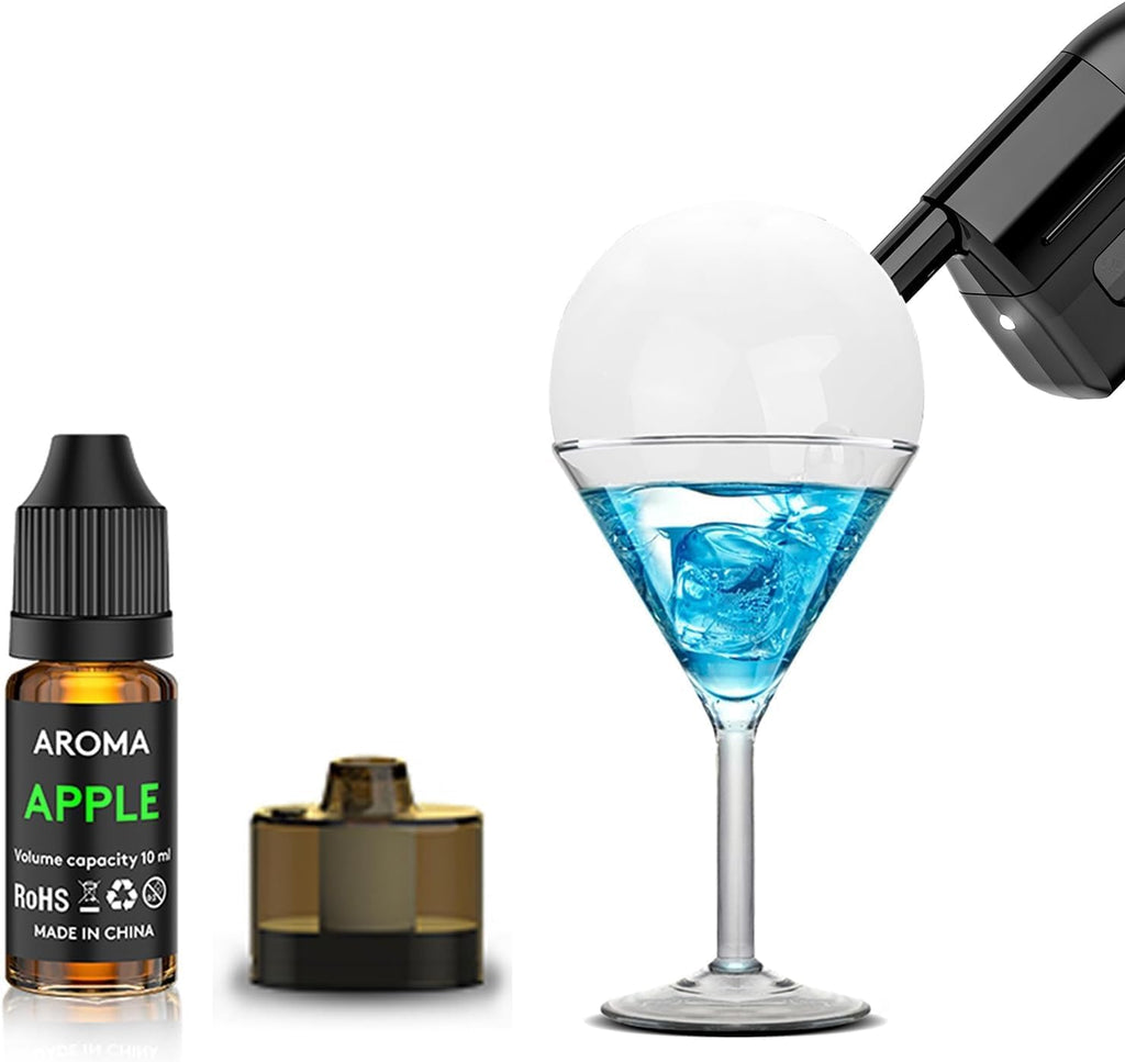 Kit de Accesorios de Sabor Culinario Longkang para Pistola de Humo de Burbujas de Cóctel - Añade Sabor a la Fumada de Bebidas y Alimentos de Cóctel - 4x10ml de Aceites de Aroma de Manzana y 4 Envases