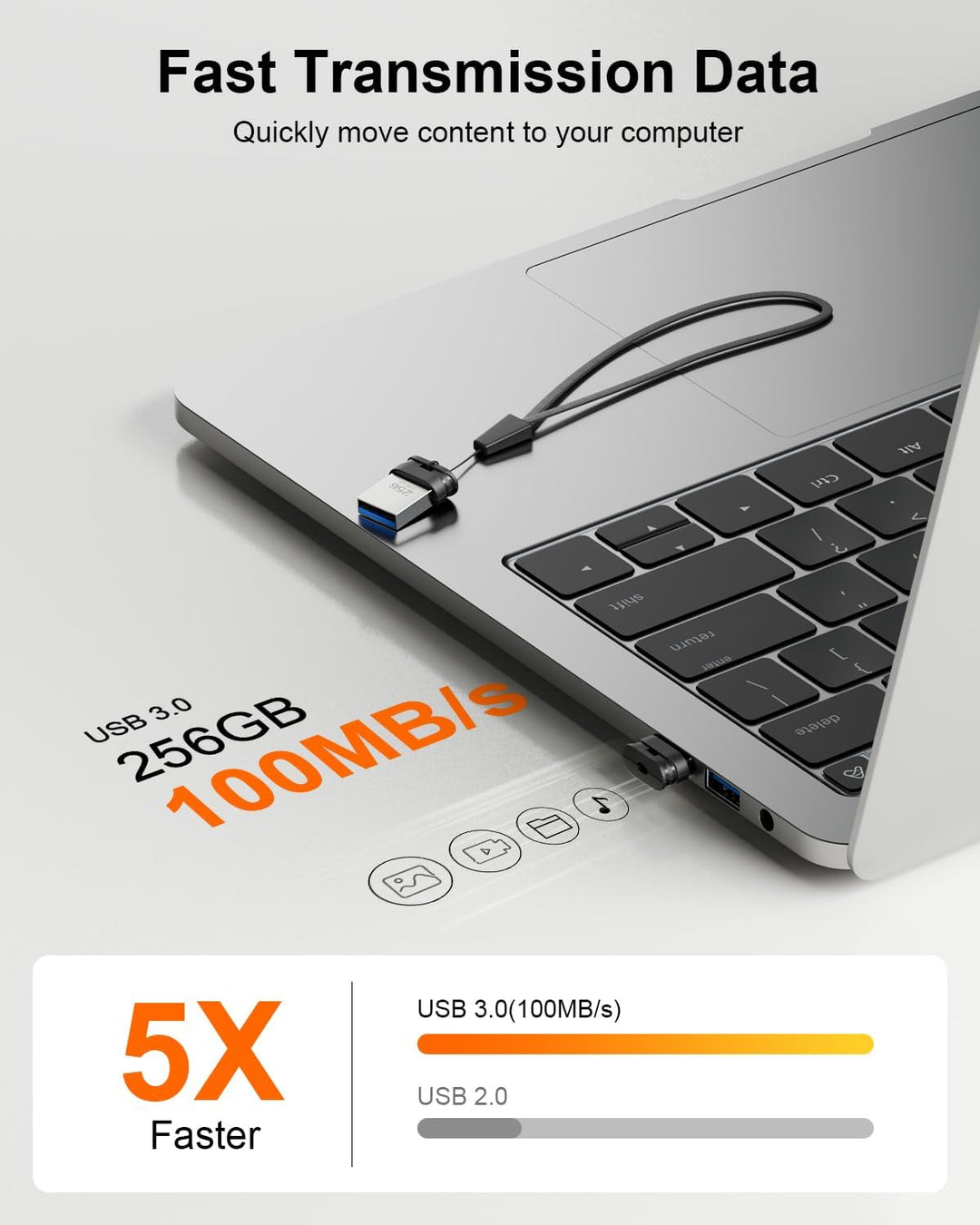 Unidad flash USB 3.0 de 256GB, Mini unidad flash a prueba de agua c...